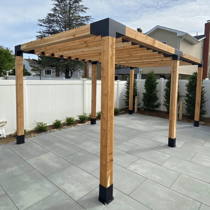 pergola-kit-wood-post-installed-backyard